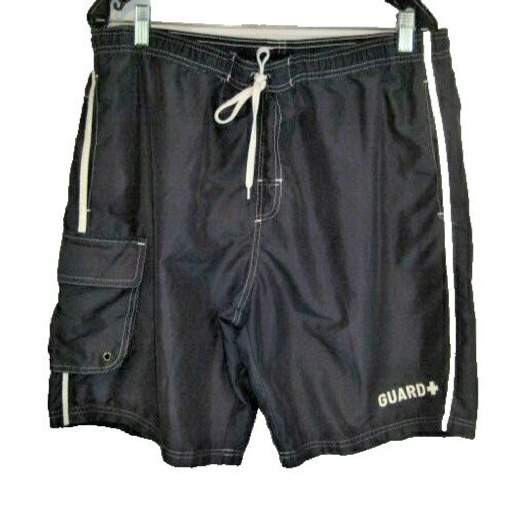 Mens Sportif Navy Lined Nylon Lifeguard Swim Shorts sz Lx9